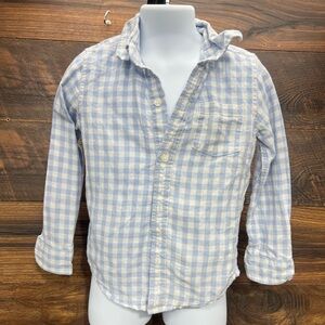 Janie and Jack Shirt Boys Size 3T Button Up Unicorn Blue Gingham Poplin